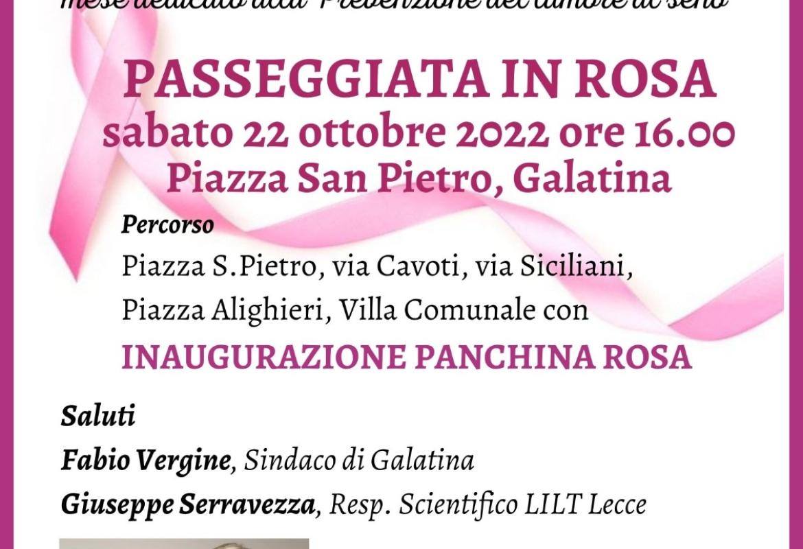 A Galatina una &quot;Passeggiata in rosa&quot; con la Lilt per la prevenzione dei tumori al seno