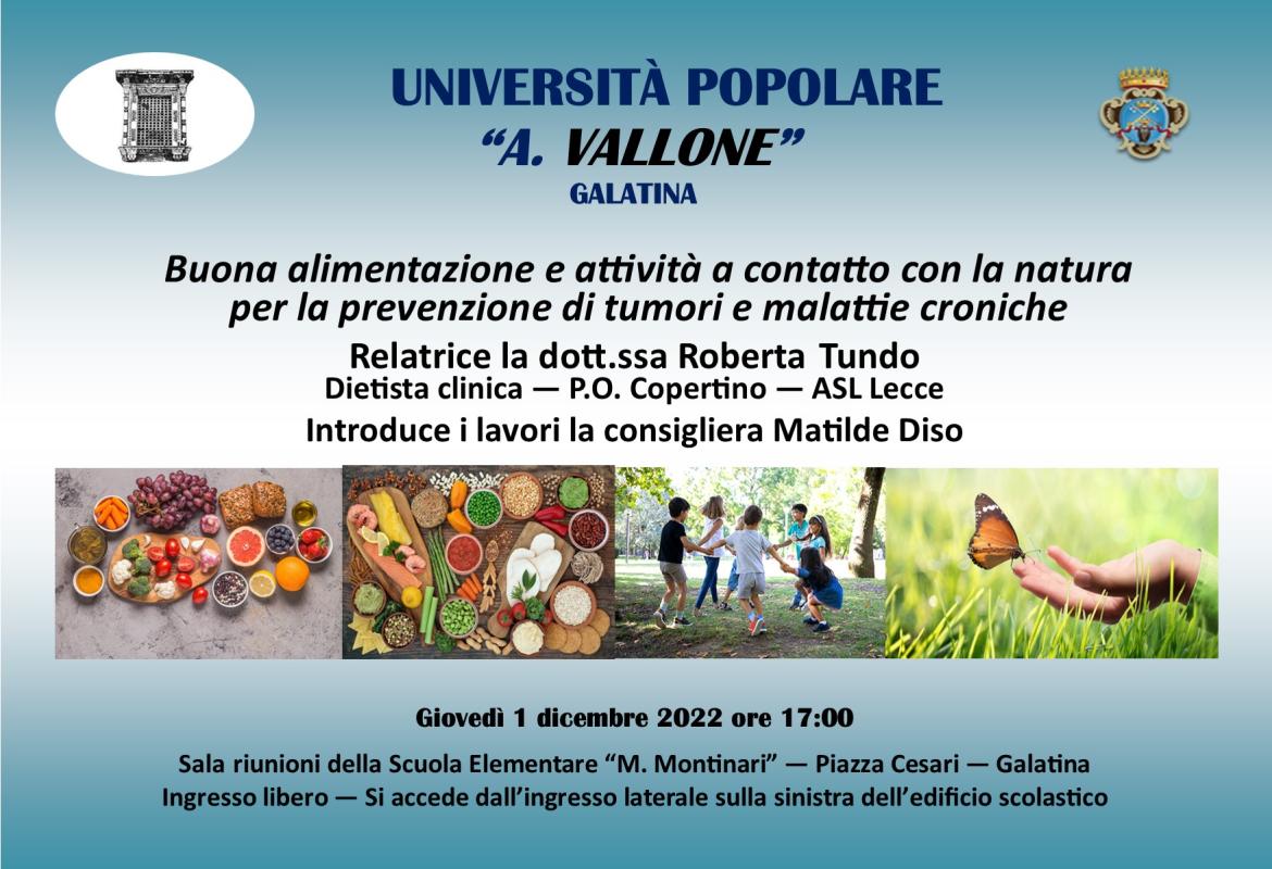 Roberta Tundo, "Buona alimentazione e attività a contatto con la natura per la prevenzione di tumori e malattie croniche"