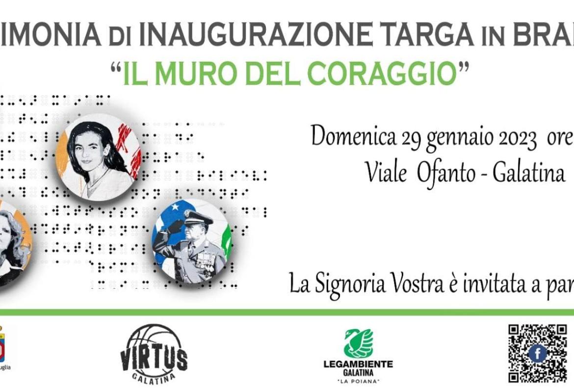 Inaugurazione della targa in Braille davanti al &quot;Muro del coraggio&quot;