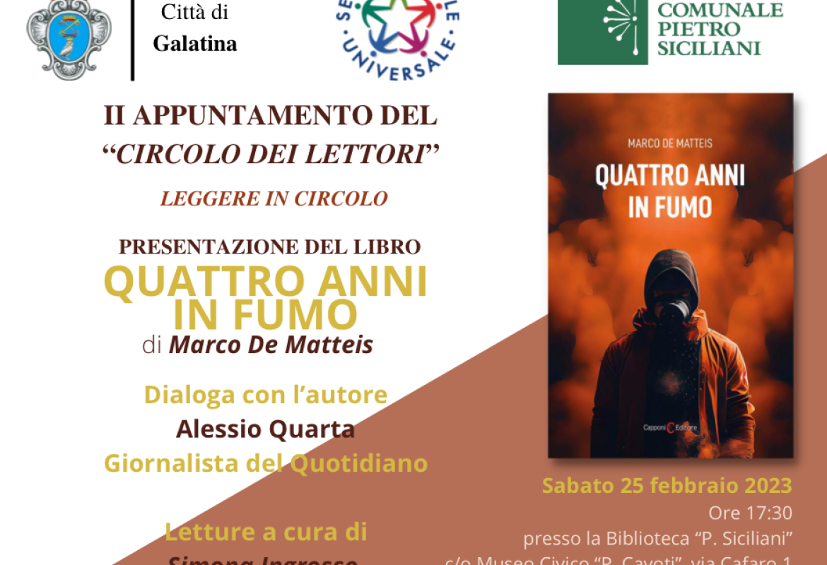 “Quattro anni in fumo” di Marco De Matteis al Circolo dei Lettori 