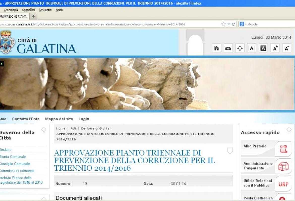 Il 'piano' di prevenzione della corruzione è proprio un 'PIANTO'
