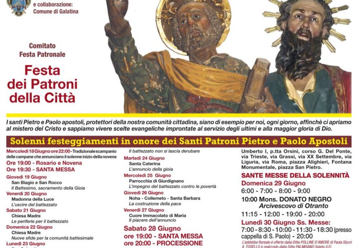 Campane a festa per i Santi Pietro e Paolo