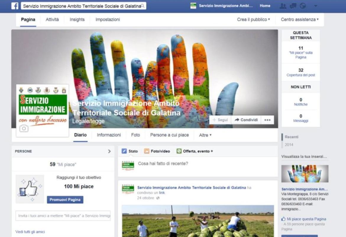 Il Servizio Immigrazione di Galatina è su facebook