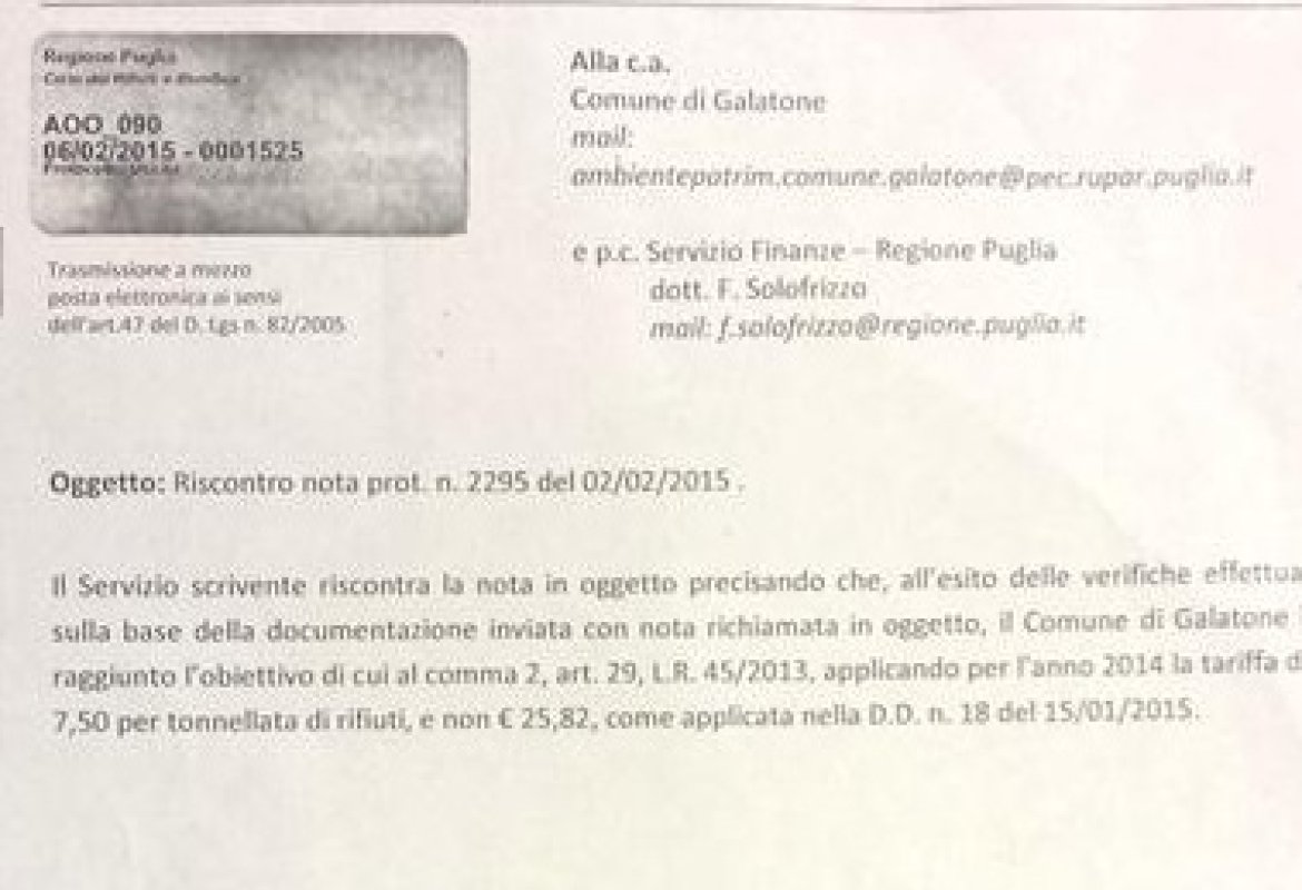 Galatone non pagherà l'ecotassa