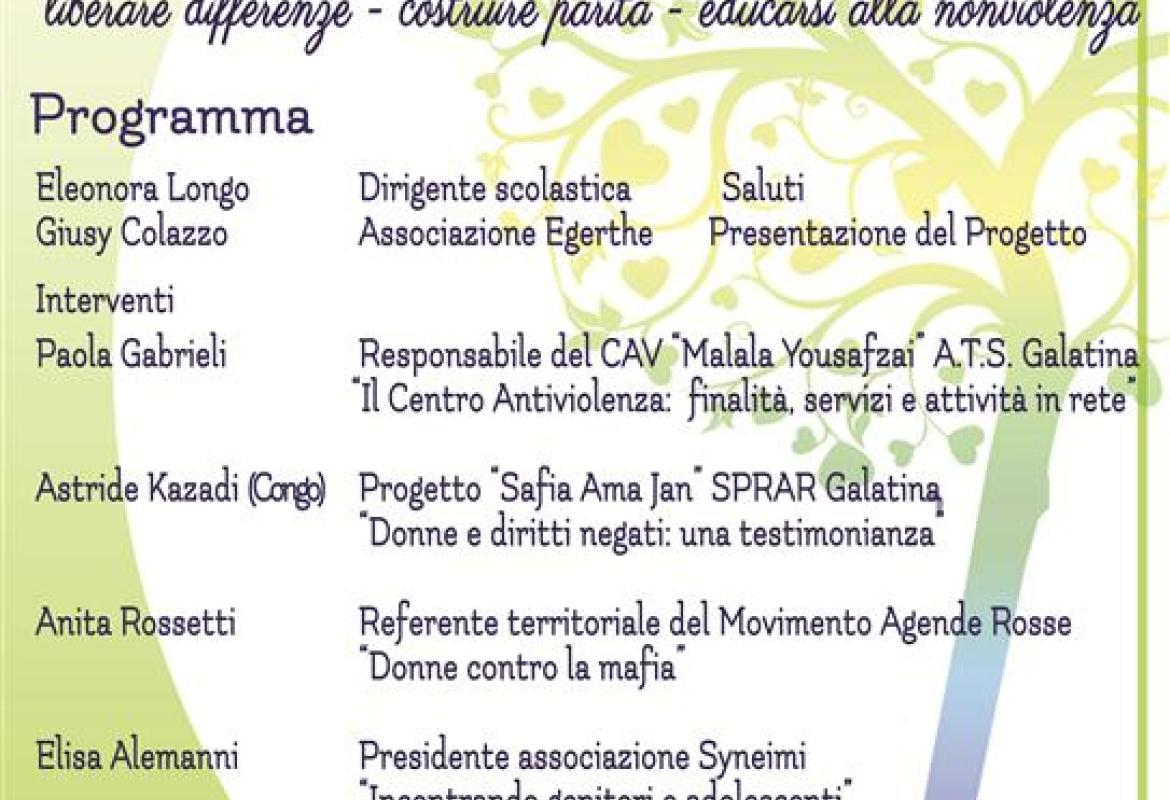“Donne per la Pace – liberare differenze, costruire parità, educarsi alla nonviolenza” 