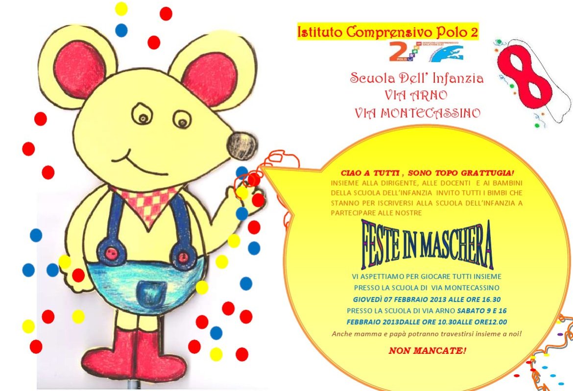 Carnevale al Polo 2 di Galatina. &quot;Topo Grattugia invita tutti i bimbi&quot;