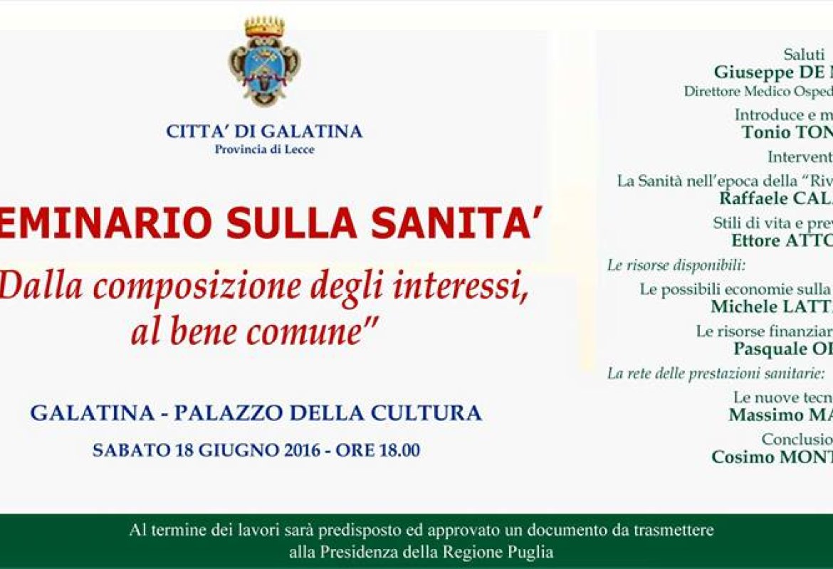 Sanità, “Dalla composizione degli interessi, al bene comune”