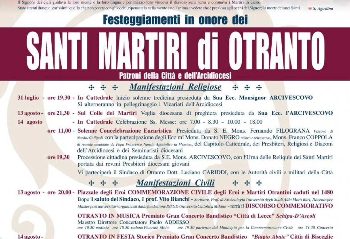 I festeggiamenti per i Santi Martiri di Otranto