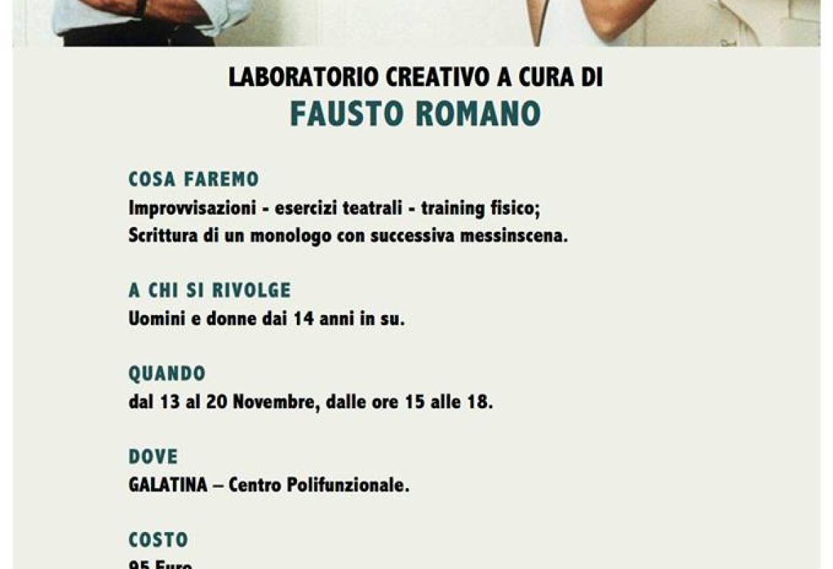 “Innamorato pazzo”, apre il laboratorio di Fausto Romano