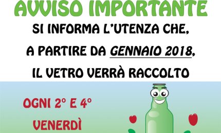 Nel 2018 a Galatina il vetro verrà raccolto nel secondo e nel quarto venerdì del mese