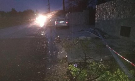 Un grosso pino cade sulla via per Collemeto ed abbatte un palo della pubblica illuminazione