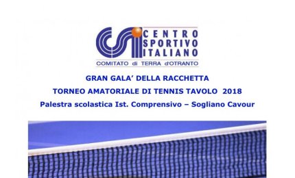 Gran Gala’ della racchetta, aperte le iscrizioni al torneo amatoriale di tennistavolo del Csi