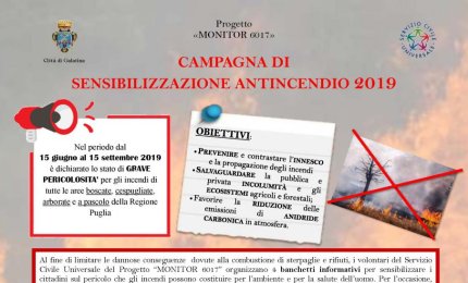 Progetto “Monitor 6017”, al via la campagna antincendi
