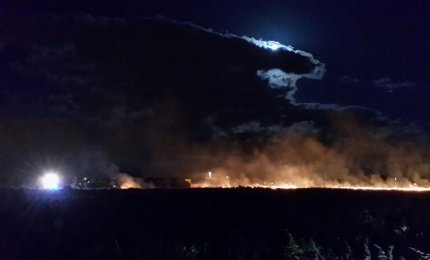 Incendio nei terreni accanto all'Ipsia