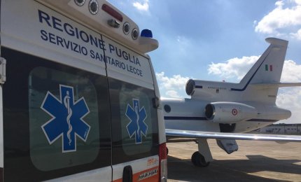 Paziente in pericolo di vita trasportato dall'aeroporto di Galatina a Roma 