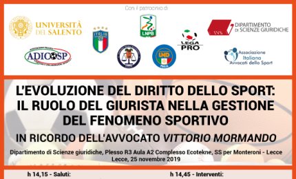 “L’evoluzione del diritto dello sport. Il ruolo del giurista nella gestione del fenomeno sportivo”