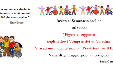 “Figure di supporto nelle Scuole e nell’extra-scuola: Educatori e Assistenti ASL – Operatori Socio-Sanitari Situazione nell’a.s. 2019-2020. Previsioni per il futuro”, un seminario online