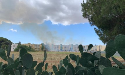 Fiamme nella zona di via Salvo D'Acquisto