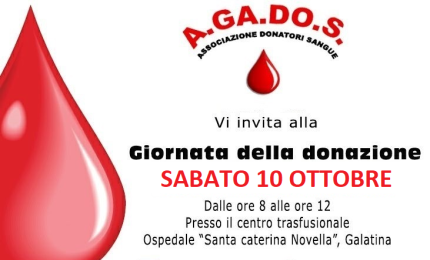 Sabato si dona il sangue a Galatina