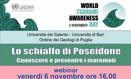 Il 6 Novembre  il webinar “Lo schiaffo di Poseidone. Conoscere e prevenire i maremoti”