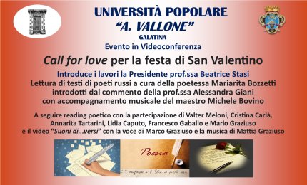 &quot;Call for love&quot;, amore e poesia all'Università Popolare