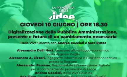 La trasformazione digitale della Pubblica Amministrazione, un incontro online di Italia Viva Salento