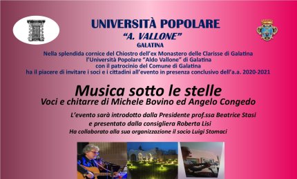  “Musica sotto le stelle – Voci e chitarre di Michele Bovino ed Angelo Congedo” a conclusione dell'anno accademico dell'Università Popolare "Aldo Vallone" di Galatina