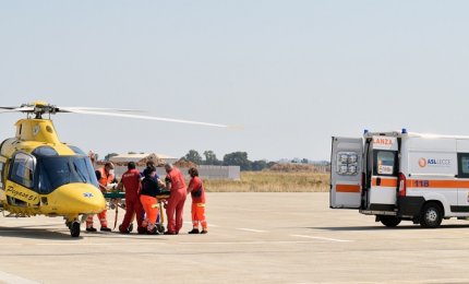 Due feriti gravi elitrasportati sul piazzale dell'Aeroporto di Galatina e trasferiti al Fazzi