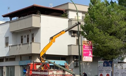 Iniziata la sostituzione dei pali della pubblica illuminazione di viale Santa Caterina Novella