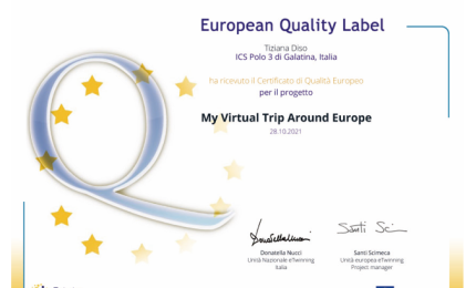 “My virtual trip around Europe”.  Alla Giovanni XXIII il  Certificato di Qualità Europeo per l’eccellente qualità del lavoro sul progetto eTwinning