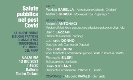Pierpaolo Sileri e Dario Stefàno a Galatina per discutere di nuovi modelli di Salute Pubblica dopo il covid e del ruolo del PNRR con Antonio Antonaci, David Lazzari, Paola Boldrini e Leonardo Donno