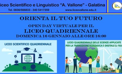 Attivato al 'Vallone' di Galatina il Liceo Quadriennale delle Scienze Applicate per la Transizione Ecologica e Digitale (Ted).