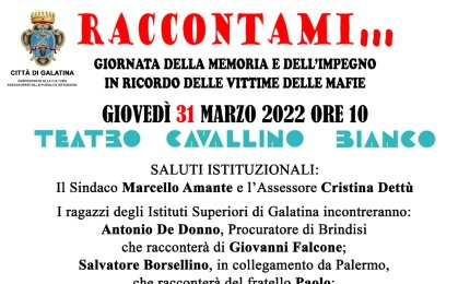 “Giornata della Memoria e dell’Impegno in ricordo delle vittime delle mafie”