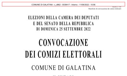 Il Sindaco di Galatina convoca i comizi elettorali ma è buio sui candidati