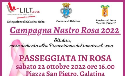 A Galatina una &quot;Passeggiata in rosa&quot; con la Lilt per la prevenzione dei tumori al seno
