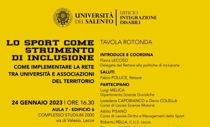 “Lo sport come strumento di inclusione: come implementare la rete tra Università e associazioni del territorio” 
