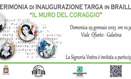 Inaugurazione della targa in Braille davanti al "Muro del coraggio"