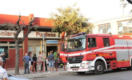 Incendio nella filiale di Copertino della Banca Popolare Pugliese
