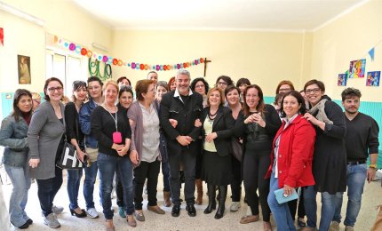 Pino Insegno e Marco Frisina in visita alla 'Maria Gloria Vallone'