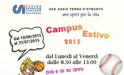 Dal 10 il campus estivo del Csi per i bambini da 6 a 10 anni