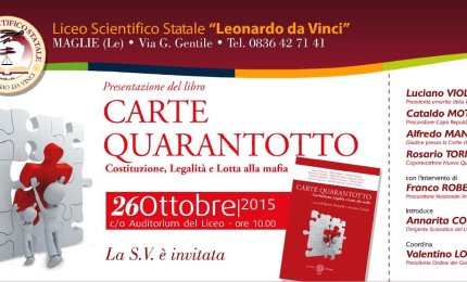 &quot;Carte Quarantotto. Costituzione, legalità e lotta alla mafia&quot;