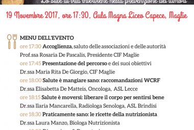 “Cambio Stile (e ci provo Gusto) - Lo stile di vita interviene nella prevenzione dei tumori”