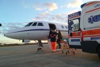 Trasportato con un Falcon da Galatina a Roma giovane in pericolo di vita