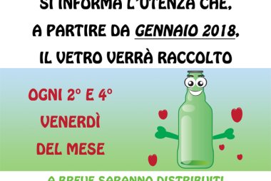 Nel 2018 a Galatina il vetro verrà raccolto nel secondo e nel quarto venerdì del mese