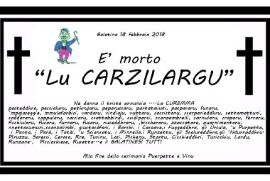 “E’ mortu lu Carzilargu”, oggi alle ore 15