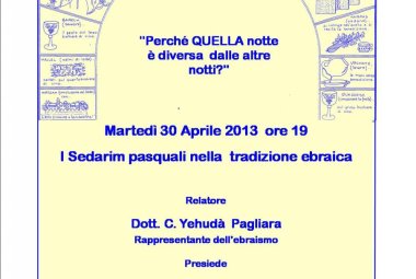 "I Sedarim pasquali nella tradizione ebraica". Oggi presso la sala Pollio