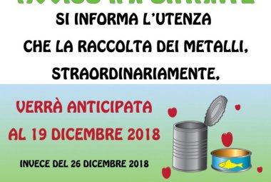 I 'metalli' si consegnano il 19