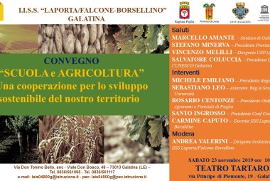 “Scuola e Agricoltura, una cooperazione per lo sviluppo sostenibile del nostro territorio"