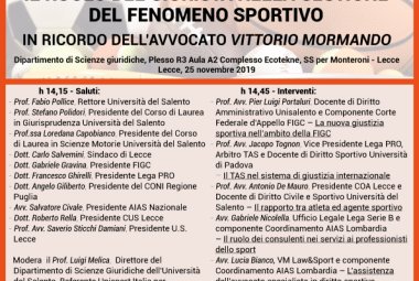 “L’evoluzione del diritto dello sport. Il ruolo del giurista nella gestione del fenomeno sportivo”