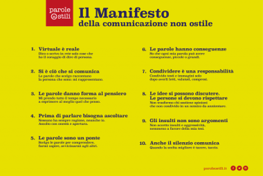 "Abbiamo sottoscritto il Manifesto della Comunicazione Non Ostile"